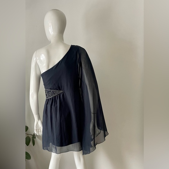 Free People One Shoulder Beaded Chiffon Dress party - Picture 3 of 8